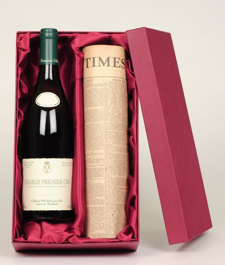 Chablis Premier Cru Wine with Newspaper Giftpack