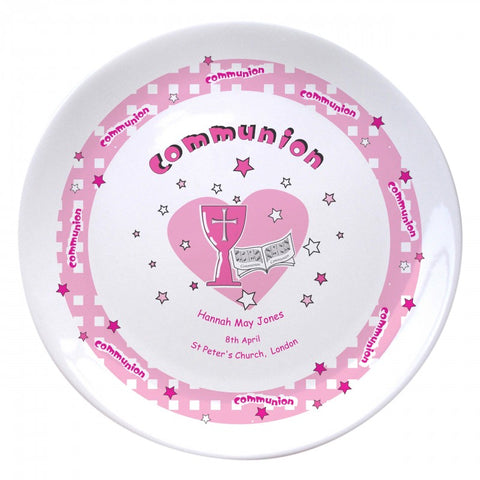 Pink Heart Holy Communion 8" Coupe Plate