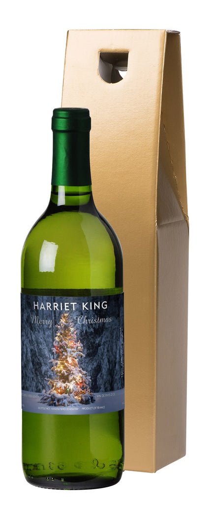 French AC Tree Lights Christmas White Wine in a Gold Box