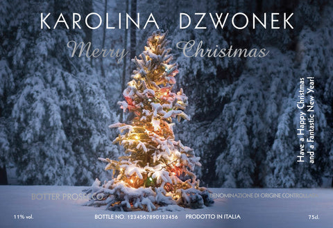 Tree Lights Christmas Labels for Prosecco