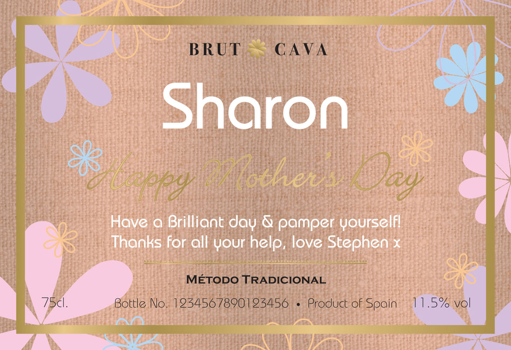 Mother's Day Flowers Labels for Cava (Pack of 12)
