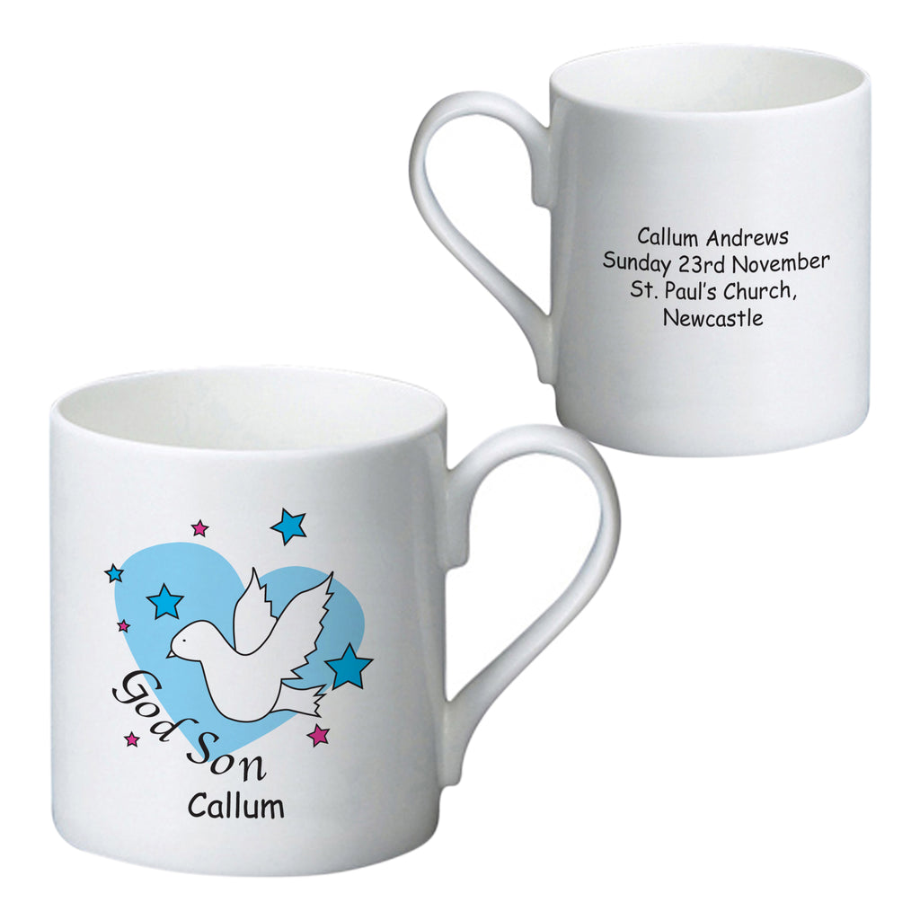 Dove & Hearts Blue Godson Bone China Mug