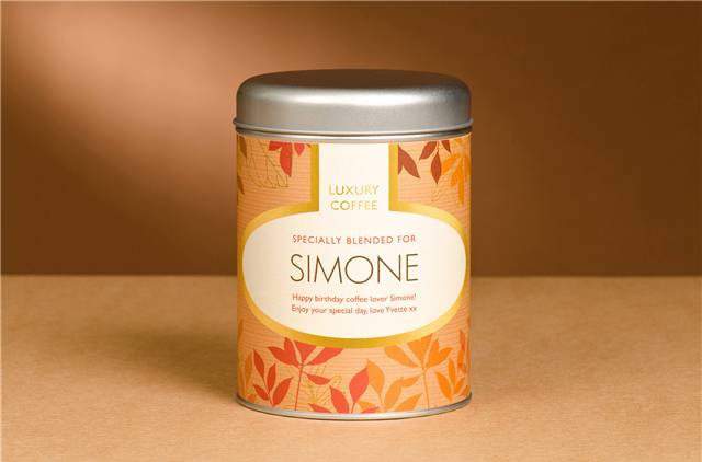 Personalised Coffee Tin Leaf Design