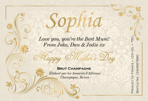 Golden Mother's Day Labels for Champagne (Pack of 12)