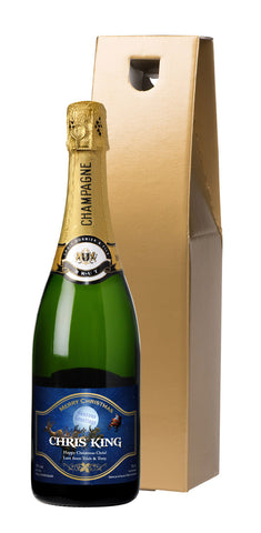 Santa Champagne in a Gold Gift Box