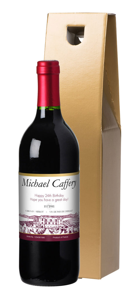 French VdP Vineyard Red Wine in a Gold Gift Box