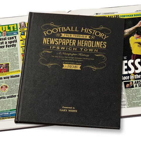 Ipswich Football Newspaper Book - Leather Black Cover