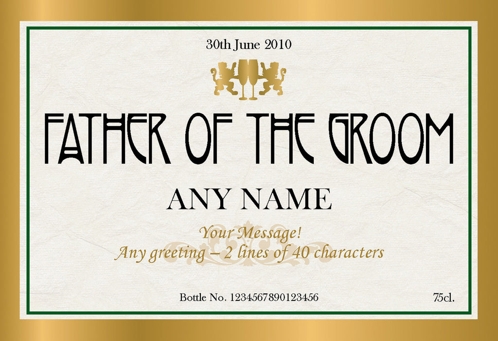 Gold Frame Wedding Labels for White Wine (Pack of 12)