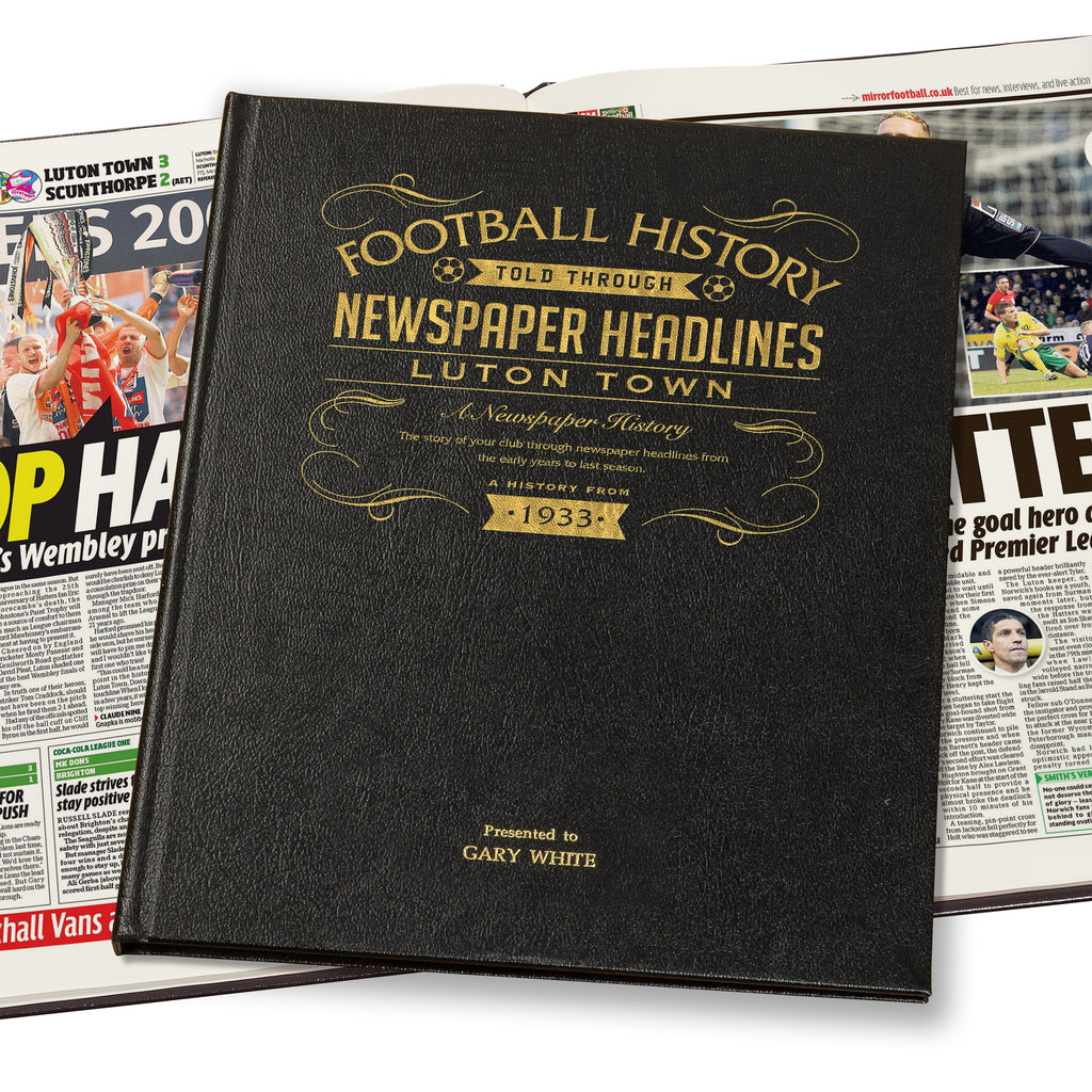 Luton Town Newspaper Book - Leather Black Cover