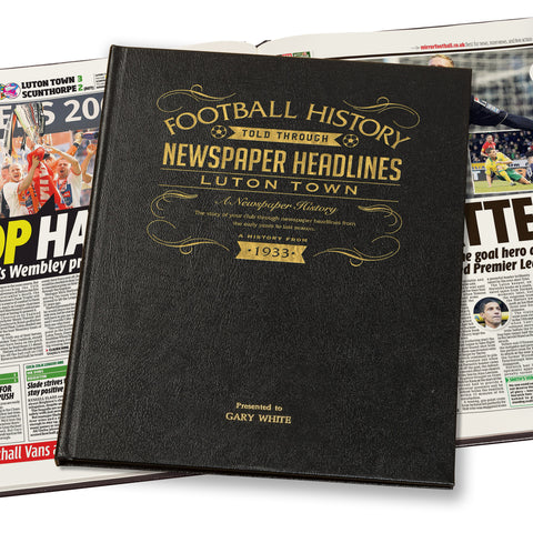 Luton Town Newspaper Book - Leather Black Cover