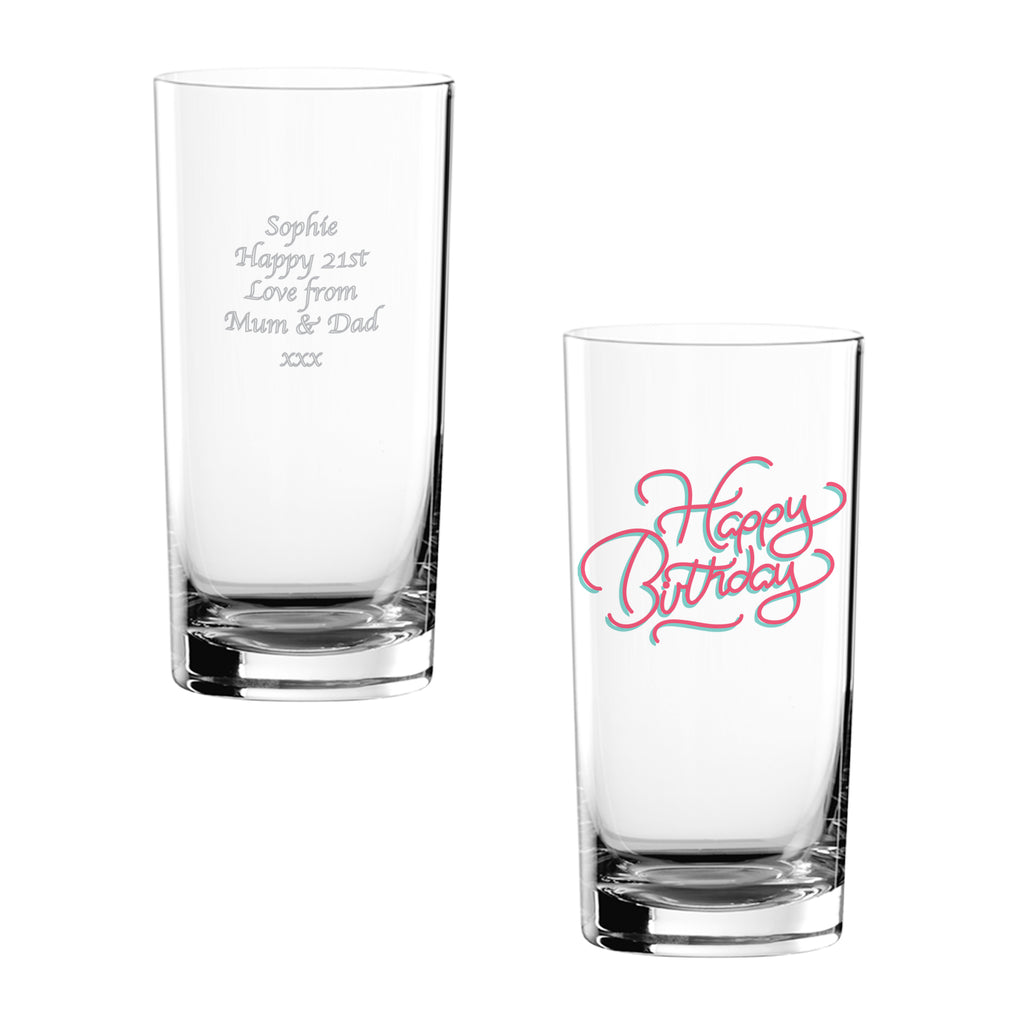 Happy Birthday Hi Ball Glass
