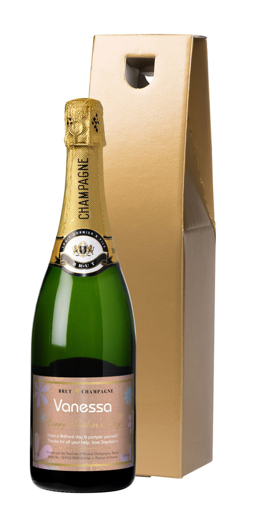 Mother's Day Flowers Champagne in a Gold Gift box