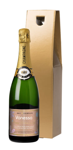Mother's Day Flowers Champagne in a Gold Gift box