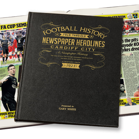Cardiff City Football Newspaper Book Leather Black Cover