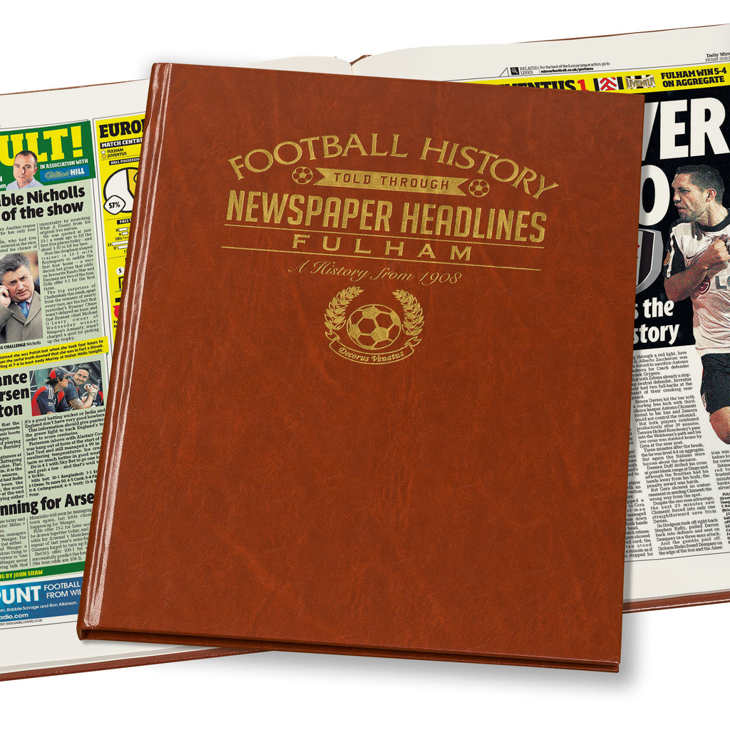 Fulham Football Newspaper Book - Brown Leatherette (Colour Pages)