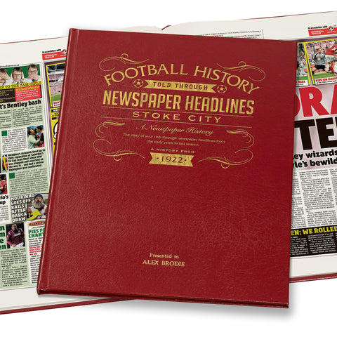 Stoke City Newspaper Book - Leather Red Cover