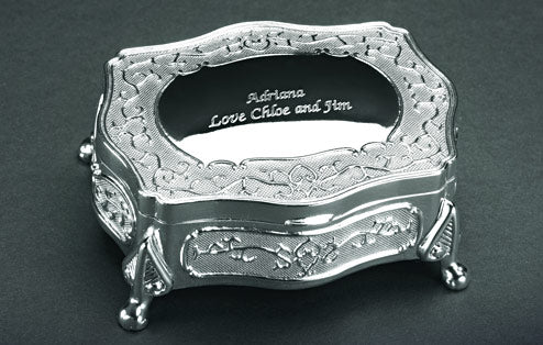 Engraved Oblong Trinket Box with Feet