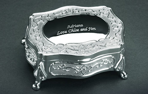 Engraved Oblong Trinket Box with Feet