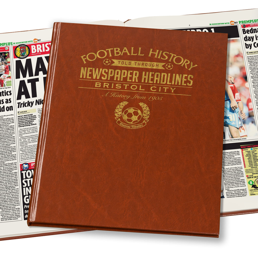 Bristol City Football Newspaper Book - Brown Leatherette (Colour Pages)