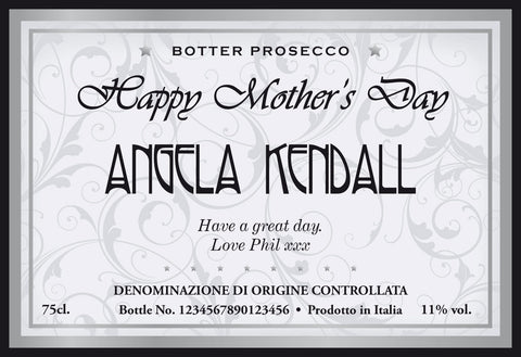 Elegant Mother's Day Labels for Prosecco (Pack of 12)