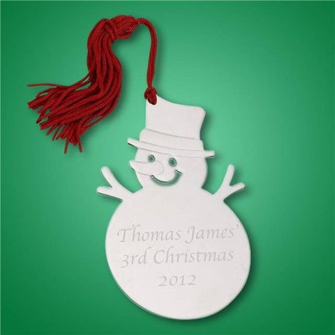 Personalised Nickel Plate Snowman Tree Decoration