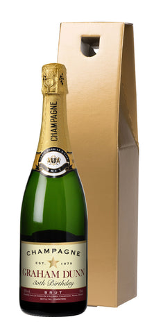 Birthday Star Champagne in a Gold Gift Box